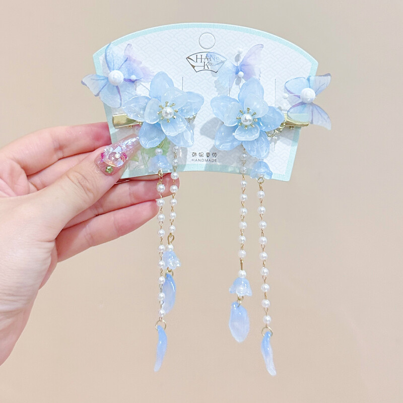 Accesorii de păr cu ciucuri pentru fete în stil antic Hanfu, agrafă de păr cu pandantiv cu flori, agrafă de păr pentru fete