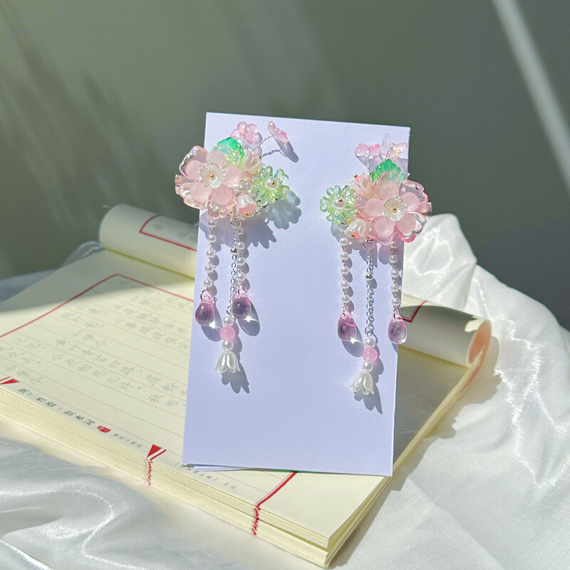 Accesorii de păr cu ciucuri pentru fete în stil antic Hanfu, agrafă de păr cu pandantiv cu flori, agrafă de păr pentru fete