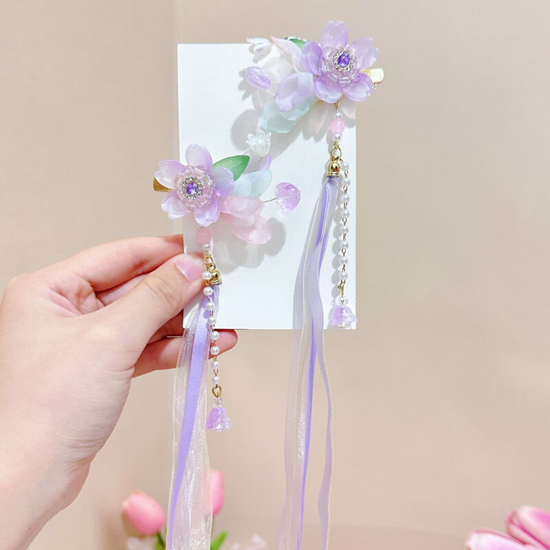 Accesorii de păr cu ciucuri pentru fete în stil antic Hanfu, agrafă de păr cu pandantiv cu flori, agrafă de păr pentru fete