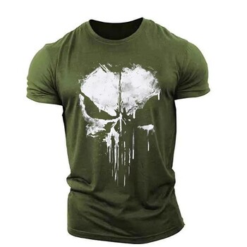 2024 Punisher Skull Мъжка тениска Harajuku Street Top Фитнес Спортно облекло Разтеглива дишаща извънгабаритна риза Мъжки горнища на дрехи