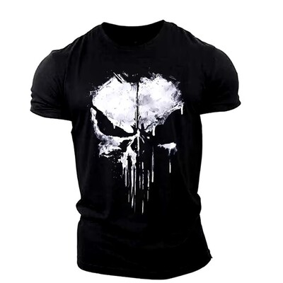 2024. aasta Punisher Skull meeste T-särk Harajuku Street Top Fitness Spordirõivad Stretch hingav ülisuur särk Meeste riidetopsid