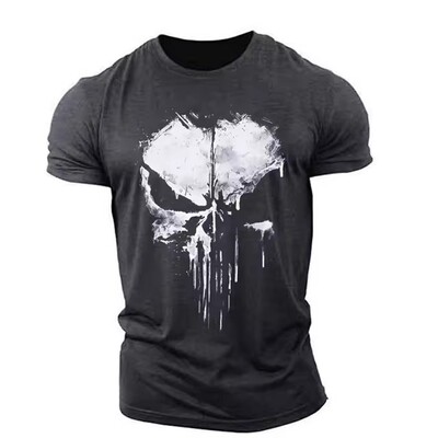 2024-es Punisher Skull férfi póló Harajuku Street Top Fitness Sportruházat Stretch lélegző nagyméretű ing Férfi ruházati felsők