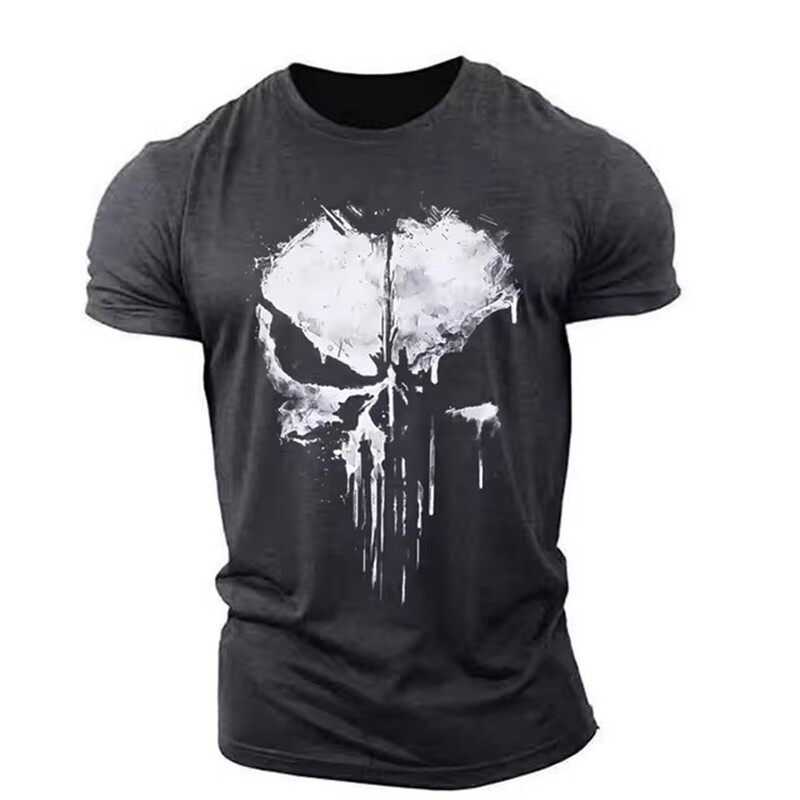 2024-es Punisher Skull férfi póló Harajuku Street Top Fitness Sportruházat Stretch lélegző nagyméretű ing Férfi ruházati felsők