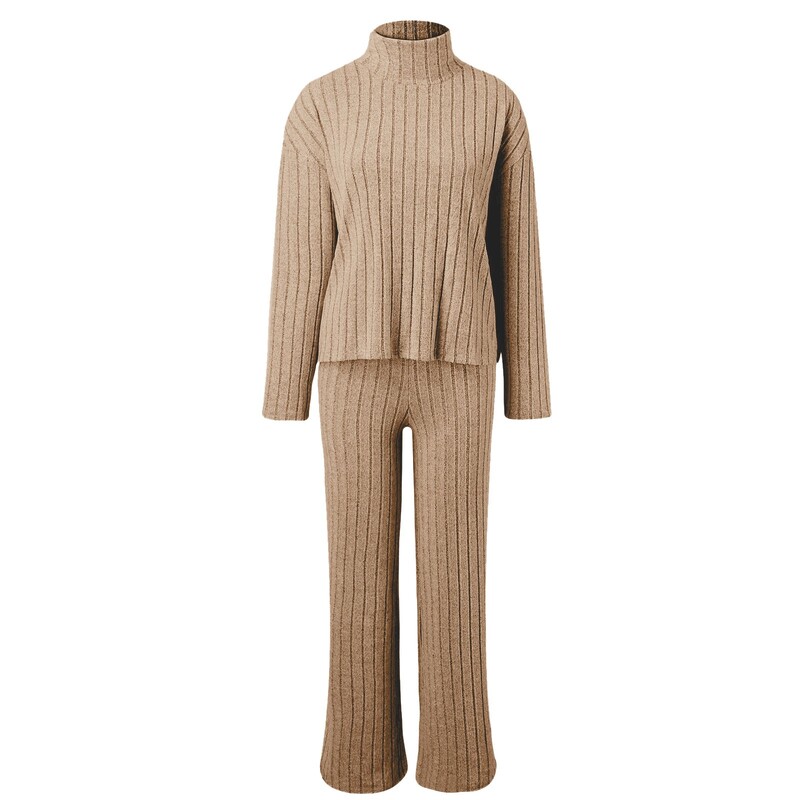 Sieviešu apģērbu uzvalks ar augstu kaklu, garām piedurknēm rudens braucieniem, jauns, atbilstošs trikotāžas komplekts, dāmu Harajuku stila populārs bikškostīms