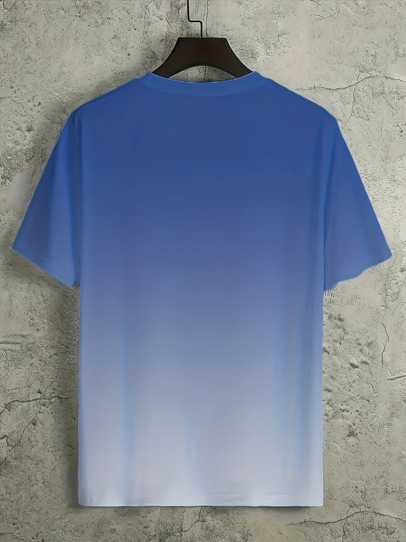 Vīriešu gradienta krāsu raksta krekls ikdienišķs BreathO-Neck T-krekls ar īsām piedurknēm āra aktivitātēm Vasaras lielizmēra ielas apģērba topi