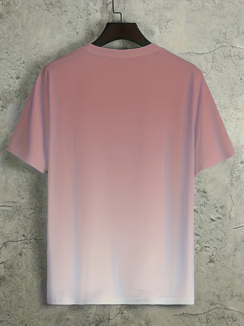 Vīriešu gradienta krāsu raksta krekls ikdienišķs BreathO-Neck T-krekls ar īsām piedurknēm āra aktivitātēm Vasaras lielizmēra ielas apģērba topi