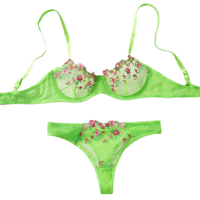 Sievietes 2 dab. 2023. gada apakšveļas komplekts, seksīgs, ziedu izšuvums, apakšveļa, caurspīdīgs, mežģīnes, īss ādas kopšanas komplekts. Delikāts pasaku komplekts