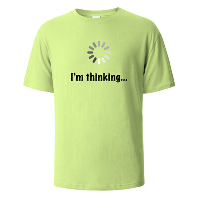 I'm Thinking Funny Print T-Shirt Летни тениски за мъже, жени 100% памук О-образно деколте Oversize Ежедневни къси ръкави Streetwear Basic Top