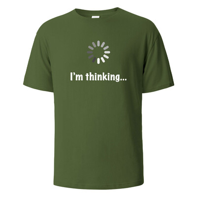 I'm Thinking Funny Print T-Shirt Летни тениски за мъже, жени 100% памук О-образно деколте Oversize Ежедневни къси ръкави Streetwear Basic Top