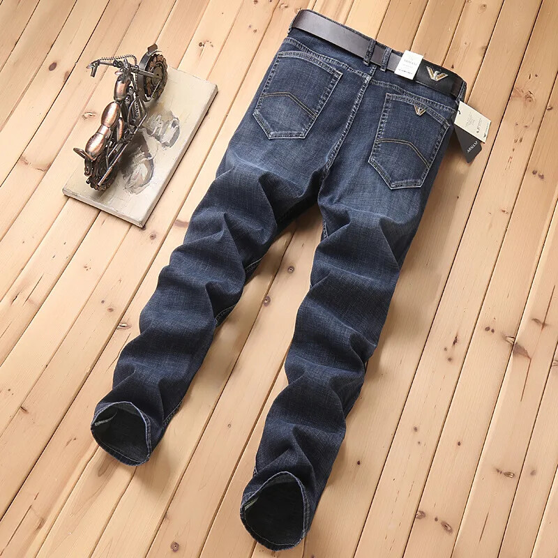 Moderni, Eiropas stila vīriešu džinsi, brīvi pieguļoši, taisni, elastīgi ikdienišķas bikses ar augstu vidukli 2022. gada pavasara vasarai