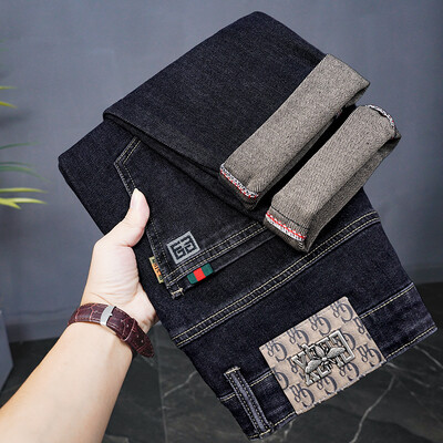 Meeste teksariidest sirged püksid vabaaja meeste mood, elastne vöökoht, vintage püksid, kevadel lõhki rebitud pehme venivad õhukesed teksad