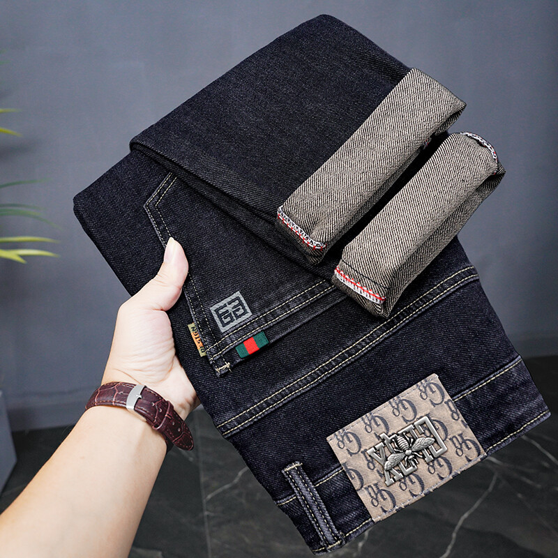 Meeste teksariidest sirged püksid vabaaja meeste mood, elastne vöökoht, vintage püksid, kevadel lõhki rebitud pehme venivad õhukesed teksad