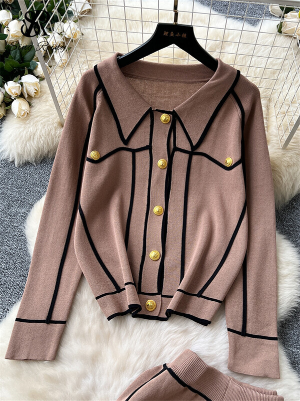 SINGREINY Senior OL Sieviešu divdaļīgi uzvalki, atloki, topi ar vienrindu + garas bikses ar augstu vidukli, vintage savārstījuma dizaina ziemas komplekti