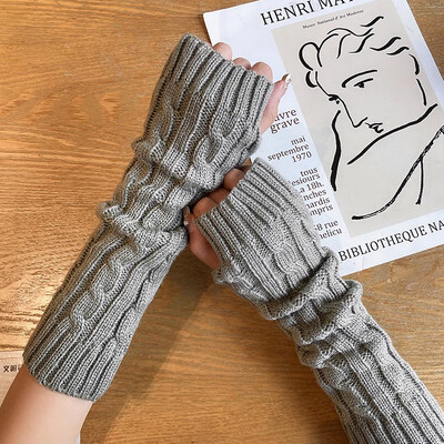 Mīksti sieviešu garie cimdi bez pirkstiem Sieviešu cimds Lolita Kawaii dūrainis ziemas siltāks trikotāžas rokas piedurknes meitenēm panku gotikas cimdi