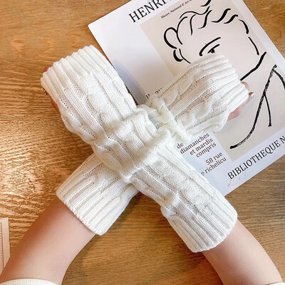 Mīksti sieviešu garie cimdi bez pirkstiem Sieviešu cimds Lolita Kawaii dūrainis ziemas siltāks trikotāžas rokas piedurknes meitenēm panku gotikas cimdi