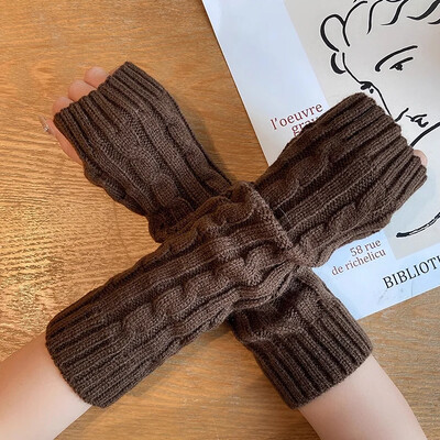 Mīksti sieviešu garie cimdi bez pirkstiem Sieviešu cimds Lolita Kawaii dūrainis ziemas siltāks trikotāžas rokas piedurknes meitenēm panku gotikas cimdi