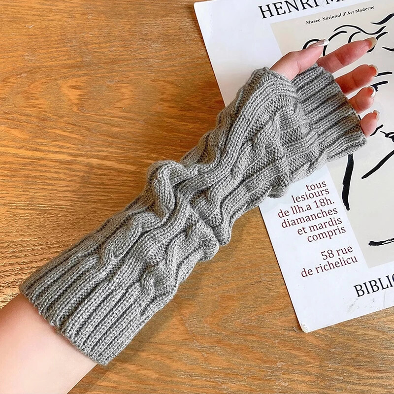 Mīksti sieviešu garie cimdi bez pirkstiem Sieviešu cimds Lolita Kawaii dūrainis ziemas siltāks trikotāžas rokas piedurknes meitenēm panku gotikas cimdi