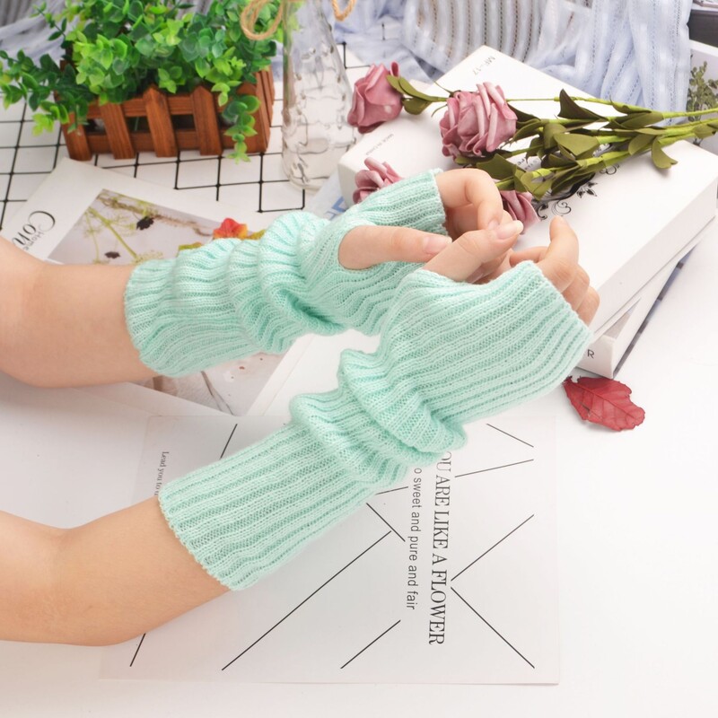 Naiste pikad sõrmedeta kindad kootud labakindad talvekäesoojendaja punk gooti meisterdamise kudumiskinnas Y2K tüdrukutele soliidsed kindad varrukad