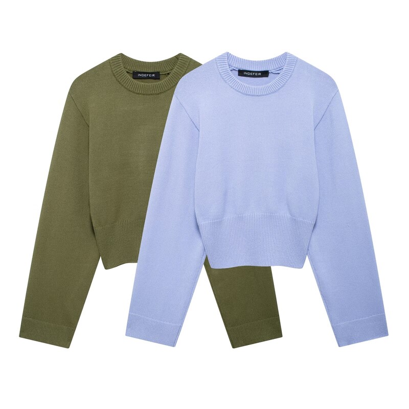 Sieviešu vienkrāsains trikotāžas rudens ziemas džemperis Sieviešu džemperi ar garām piedurknēm Ikdienas ielas apģērbs Sieviešu džemperi Džemperis sievietēm