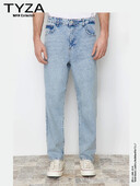 Trendyol TYZA Мъжки дънки Baggy Fit Ежедневни дънки без джобове Обикновени широки дънки без колан Baggy Wide Denim