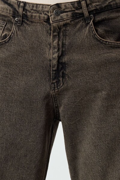 Trendyol TYZA Мъжки дънки Baggy Fit Ежедневни дънки без джобове Обикновени широки дънки без колан Baggy Wide Denim