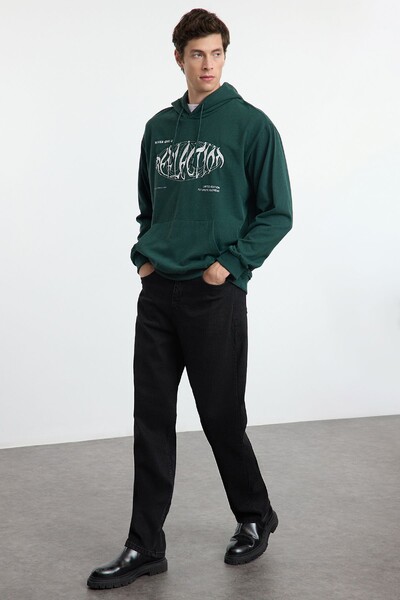 Trendyol TYZA Мъжки дънки Baggy Fit Ежедневни дънки без джобове Обикновени широки дънки без колан Baggy Wide Denim