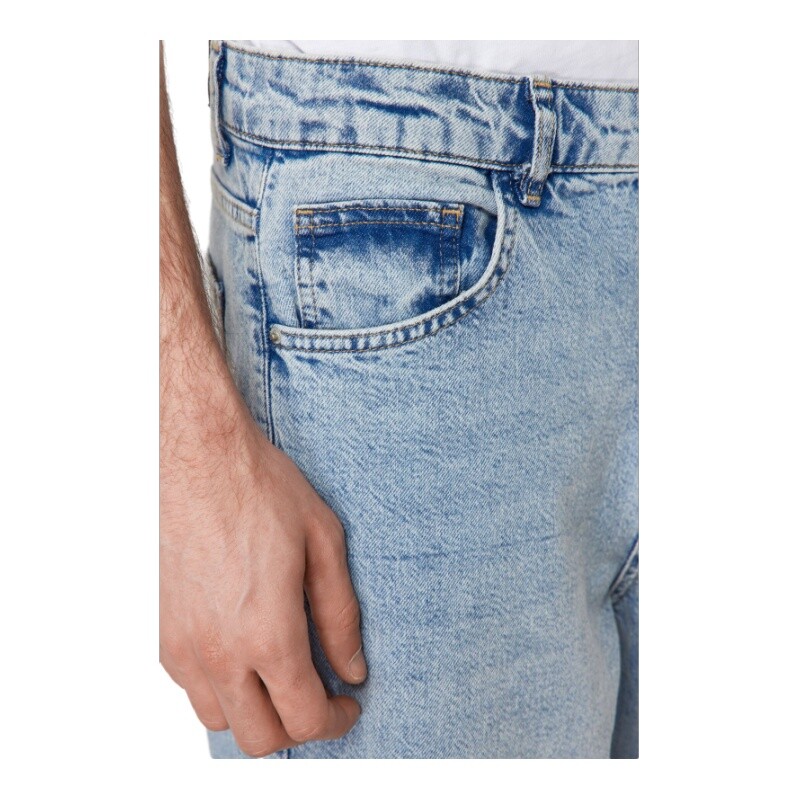 Trendyol TYZA Мъжки дънки Baggy Fit Ежедневни дънки без джобове Обикновени широки дънки без колан Baggy Wide Denim