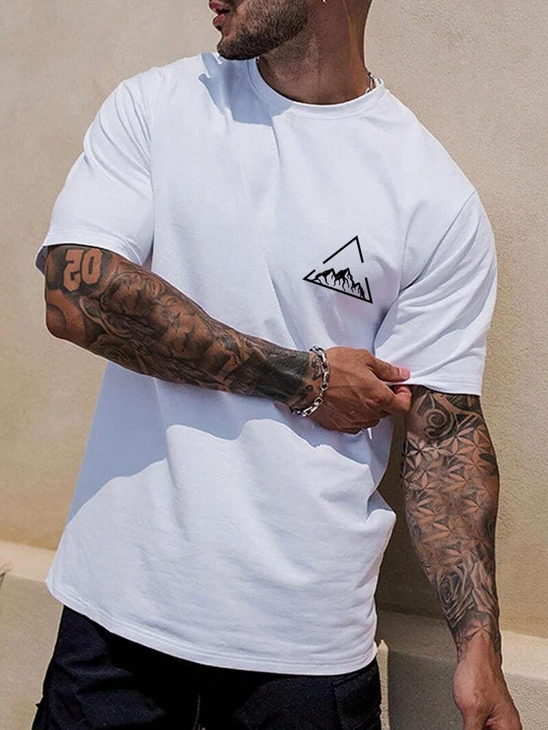 Mountain On Inspirationde Apdrukas T-krekls Vīriešu Lielizmēra Kokvilnas Vasaras Tkrekls Elpojošs brīvs O veida kakla T-krekli Hip Hop Tees