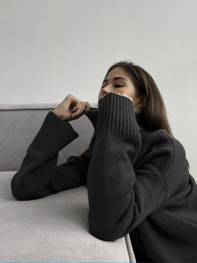 Hirsionsan elegants bruņurupuča kakla rudens ziemas džemperis sievietēm, mīksts, silts pamata trikotāžas džemperis, brīvs ikdienas sieviešu džemperis 2024