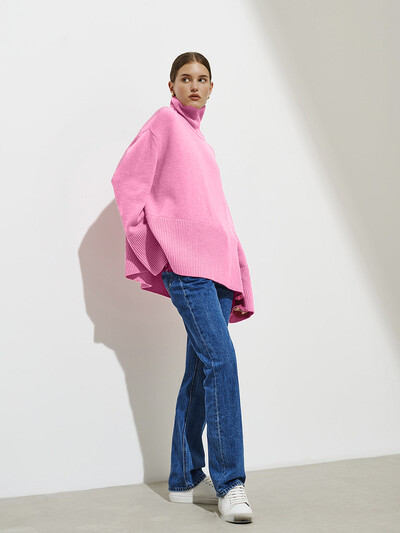 Hirsionsan elegants bruņurupuča kakla rudens ziemas džemperis sievietēm, mīksts, silts pamata trikotāžas džemperis, brīvs ikdienas sieviešu džemperis 2024