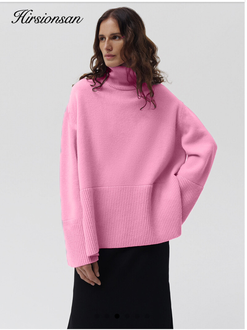 Hirsionsan elegants bruņurupuča kakla rudens ziemas džemperis sievietēm, mīksts, silts pamata trikotāžas džemperis, brīvs ikdienas sieviešu džemperis 2024