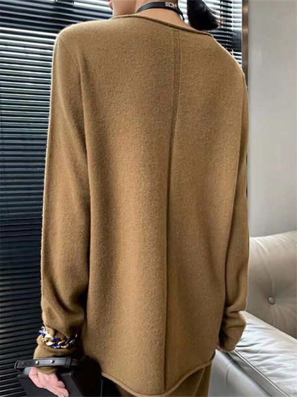 REALEFT rudens ziema, 2 dab. sieviešu komplekti, kašmira treniņtērps, 2024. gada džemperis ar slīpu kakla izgriezumu un skriešanas bikses ar platām kājām.