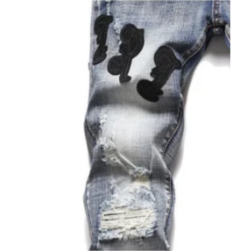 Vīriešu džinsi ar plēstiem ielāpiem, moderns, elastīgs, šaurs piegriezums un daudzpusīgas vīriešu bikses