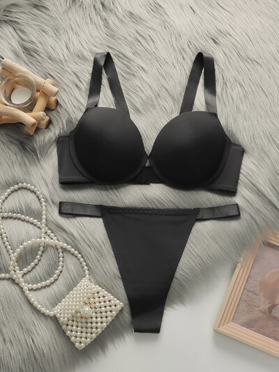 Viomisha Sieviešu seksīga sieviešu apakšveļas komplekts Sieviešu tumšas krāsas krūšturis Push Up krūšturis 3/4 tases Ērta intīma apakšveļa Biksītes SL