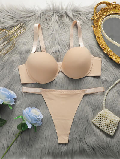 Viomisha Sieviešu seksīga sieviešu apakšveļas komplekts Sieviešu tumšas krāsas krūšturis Push Up krūšturis 3/4 tases Ērta intīma apakšveļa Biksītes SL