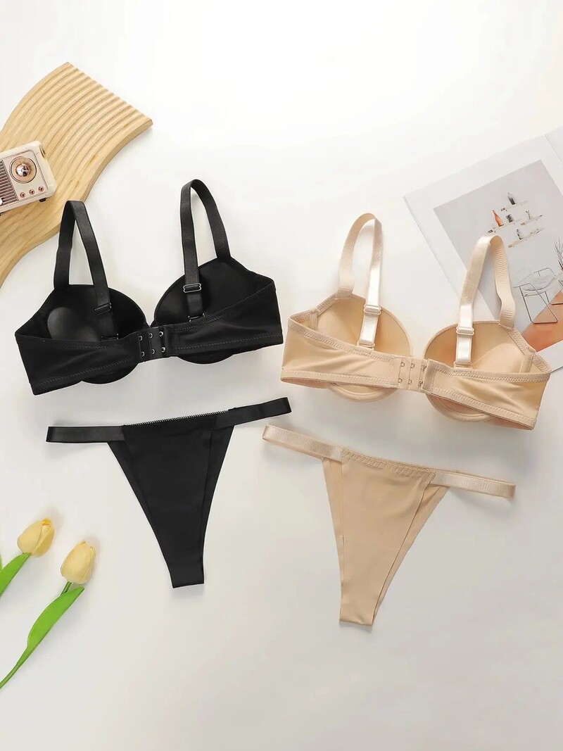 Viomisha Sieviešu seksīga sieviešu apakšveļas komplekts Sieviešu tumšas krāsas krūšturis Push Up krūšturis 3/4 tases Ērta intīma apakšveļa Biksītes SL