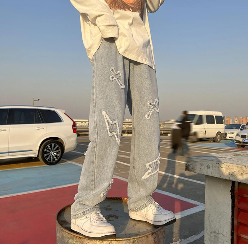 High Street lahtised vabaaja püksid Meeste teksad Denim Naistele Meestele Sama paragrahv Y2k kottis püksid kottis teksapüksid meeste kaubapüksid