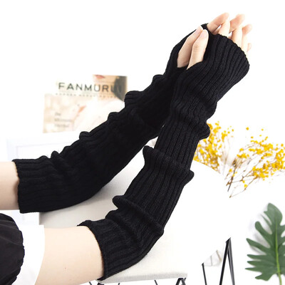 Baltas Lolitas stila garie cimdi bez pirkstiem sievietēm ziemas rokas sildītājs trikotāžas rokas piedurknes ikdienišķas, mīkstas meiteņu pankkas gotikas dūraiņi