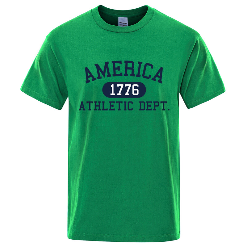 America 1776 Athletic Dept Letter T-särk Meeste Mood T-särk Suvine Luksuslik T-särk Hip Hop Hingav puuvillane T-särk
