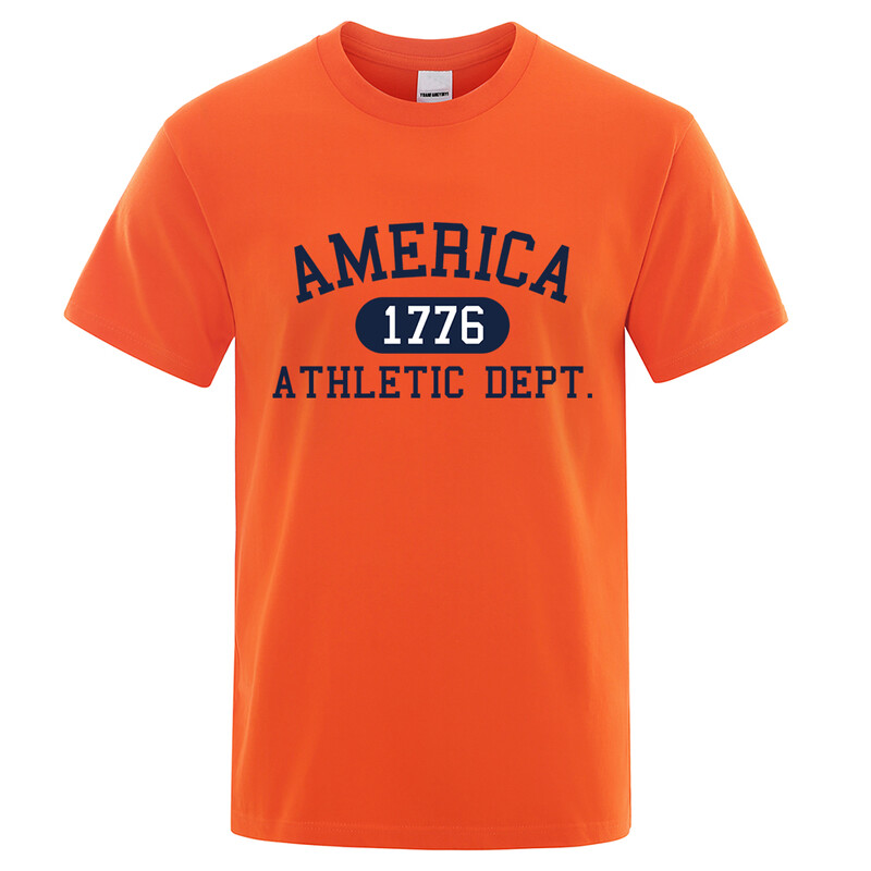 America 1776 Athletic Dept Letter T-särk Meeste Mood T-särk Suvine Luksuslik T-särk Hip Hop Hingav puuvillane T-särk