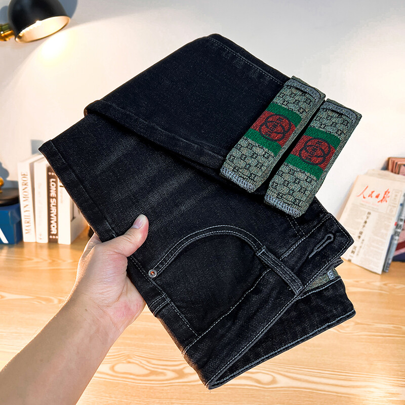 Skinny Vintage Slim Fit Straight Kāju Džins Vīriešu Stretch Regulāras Bikses Unisex Flex Viduklis Komforts Ikdienas rudens Modes Džinsa bikses