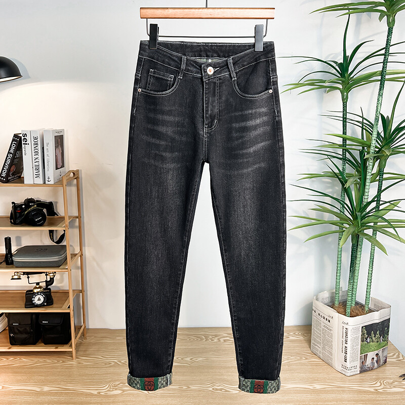 Skinny Vintage Slim Fit Straight Kāju Džins Vīriešu Stretch Regulāras Bikses Unisex Flex Viduklis Komforts Ikdienas rudens Modes Džinsa bikses