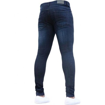 Τζιν Μπλε παντελόνι Streetwear Τζιν Ανδρικά Stretch Μόδα Skinny Jeans Παντελόνι Μακρύ Φθινοπωρινό Χειμερινό Ανδρικό Κολάν