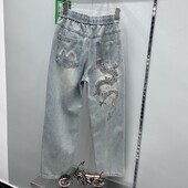 Traperice s vezom za muškarce Odjeća Ulična moda Hip Hop Vintage muške traperice Opuštene ležerne široke traperice u struku Muške hlače