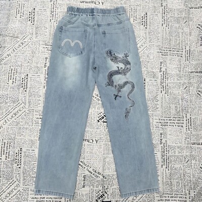 Traperice s vezom za muškarce Odjeća Ulična moda Hip Hop Vintage muške traperice Opuštene ležerne široke traperice u struku Muške hlače