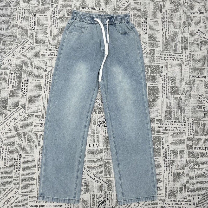 Traperice s vezom za muškarce Odjeća Ulična moda Hip Hop Vintage muške traperice Opuštene ležerne široke traperice u struku Muške hlače