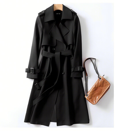 Naiste kevad- ja sügisriided, keskmise pikkusega trentšmantel, Briti stiilis, põlvini mantel