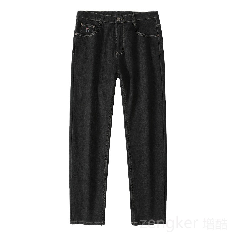 Зимни поларени удебелени дънки мъжки прави топли панталони на средна възраст голям размер зимни дънки мъжки 52 50 48 46 44