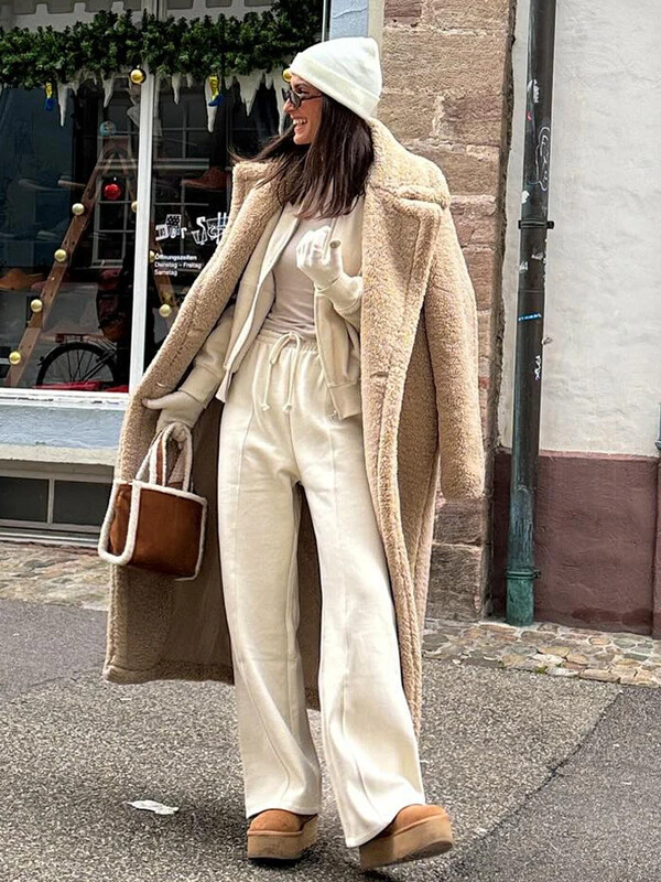 Sieviešu rudens ziemas vintage vilnas maisījuma garš mētelis atloks Elegans ar garām piedurknēm ar divrindu, liela jaka Sieviešu ielas mētelis