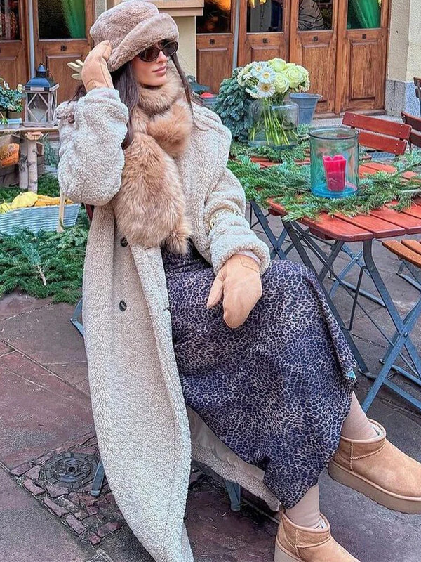 Sieviešu rudens ziemas vintage vilnas maisījuma garš mētelis atloks Elegans ar garām piedurknēm ar divrindu, liela jaka Sieviešu ielas mētelis